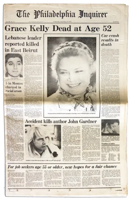 Новость о смерти Грейс Келли в газете The Philadelphia Inquirer